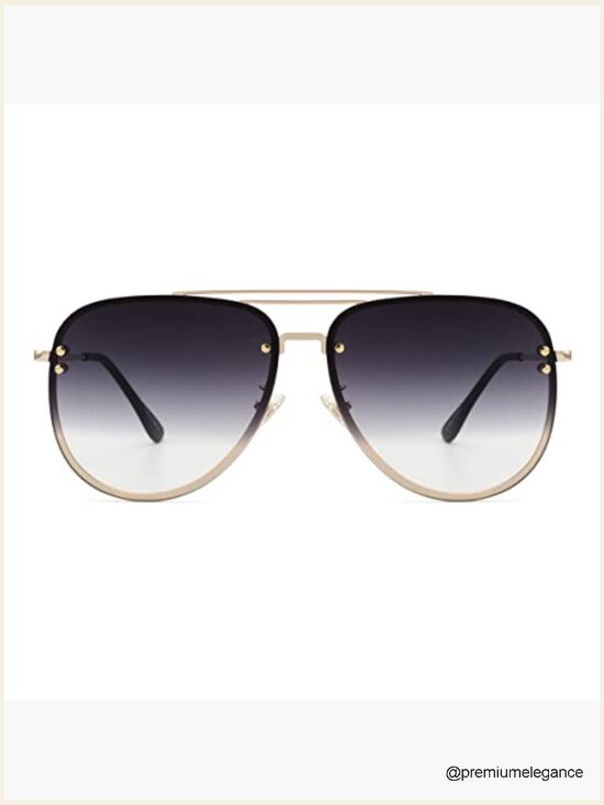 Oversized Aviator Sunglasses Retro Rimless UV Protection